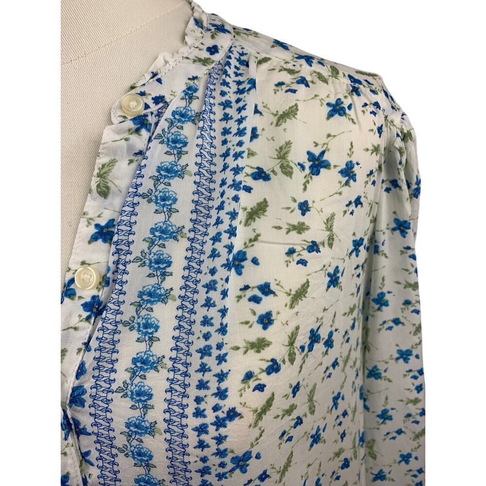 Women’s Lucky Brand white blue floral boho peasant top NWT Sz L - Picture 3 of 9
